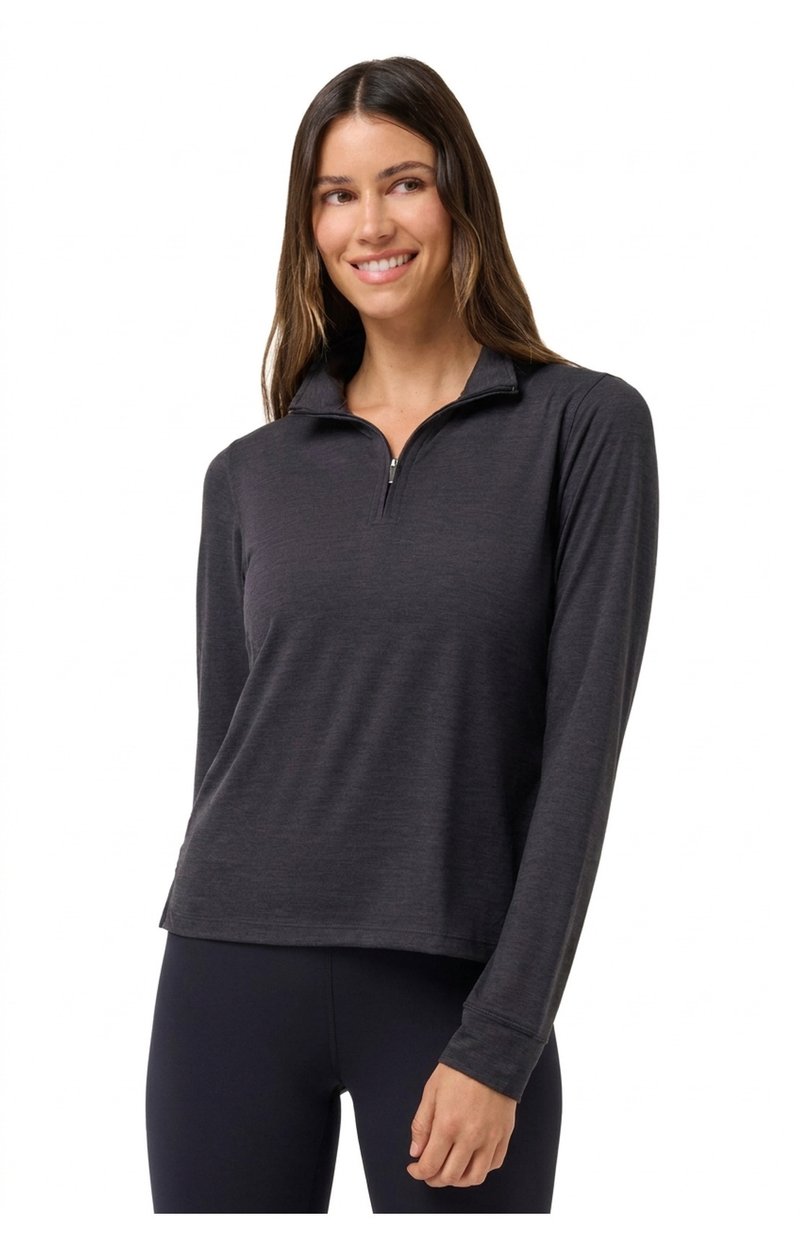 Travis Mathew Skyloft Light Zip longsleeve dam polo, heather black