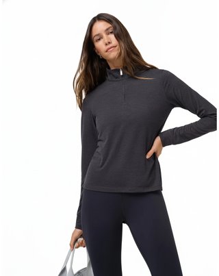Travis Mathew Skyloft Light Zip longsleeve dam polo, heather black