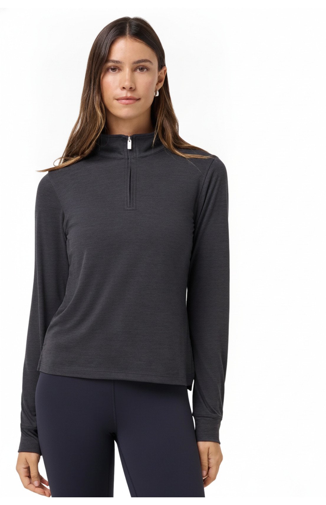 Travis Mathew Skyloft Light Zip longsleeve dam polo, heather black