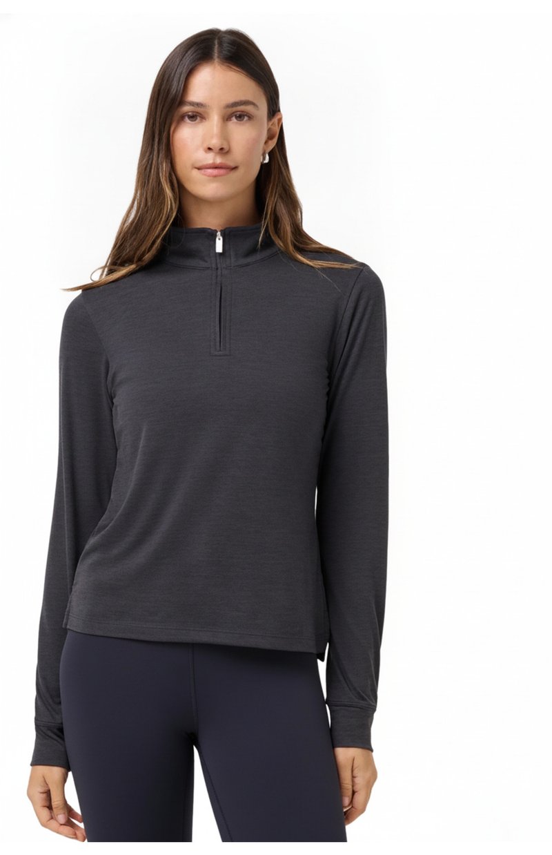 Travis Mathew Skyloft Light Zip longsleeve dam polo, heather black