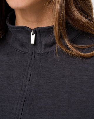 Travis Mathew Skyloft Light Zip longsleeve dam polo, heather black