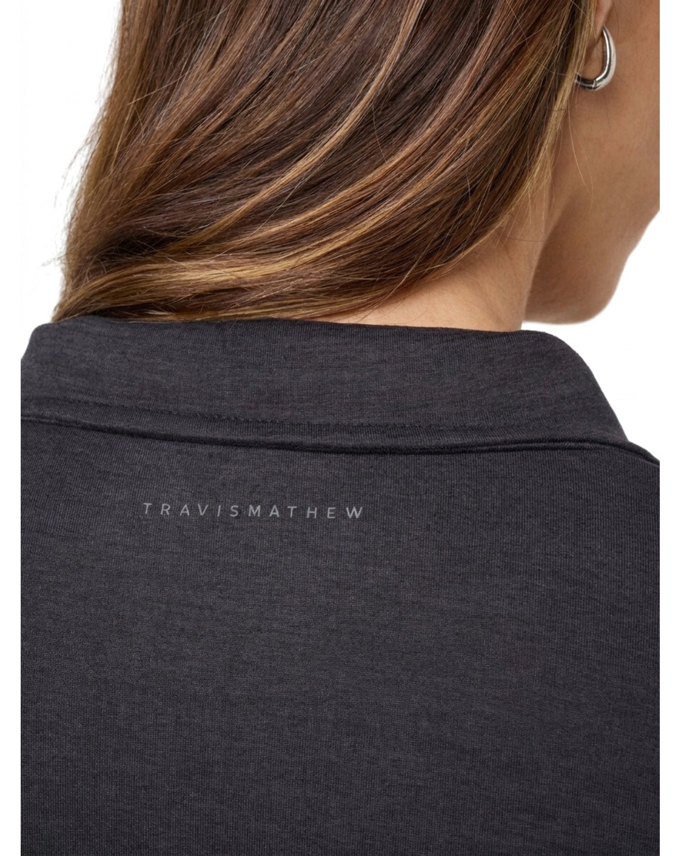 Travis Mathew Skyloft Light Zip longsleeve dam polo, heather black