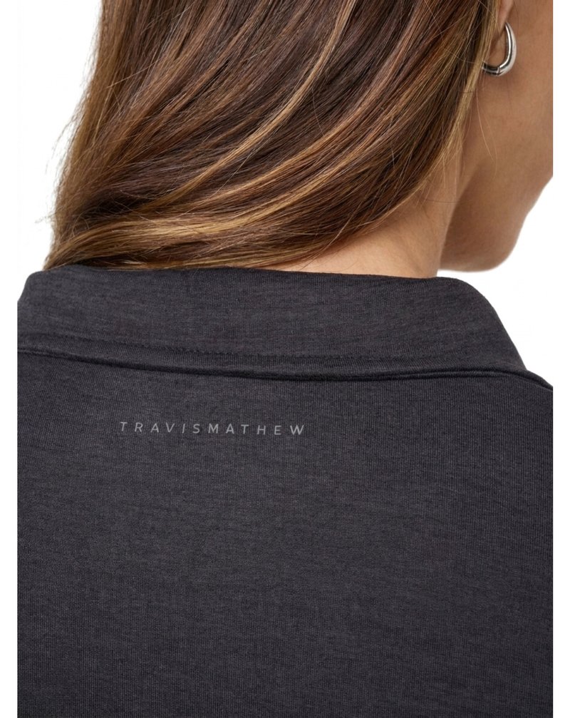 Travis Mathew Skyloft Light Zip longsleeve dam polo, heather black