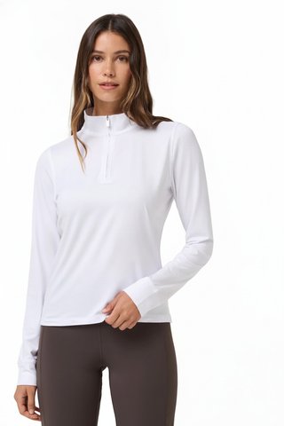 Travis Mathew Skyloft Light Zip longsleeve dam polo, vit