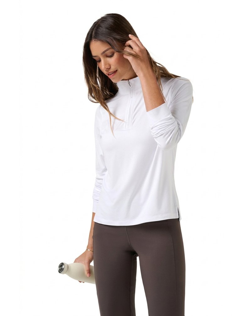 Travis Mathew Skyloft Light Zip longsleeve dam polo, vit