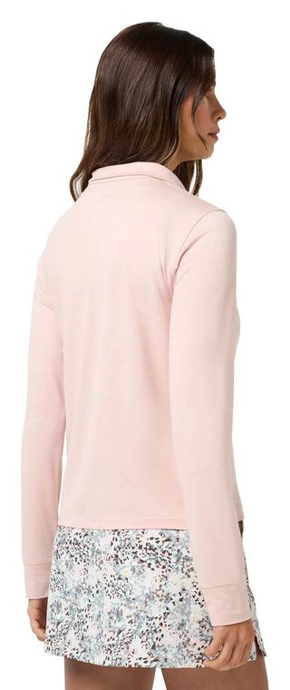 Travis Mathew Skyloft Light Zip longsleeve dam polo, heather blush pink