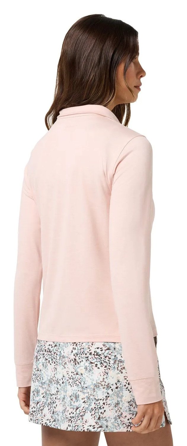 Travis Mathew Skyloft Light Zip longsleeve dam polo, heather blush pink