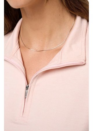 Travis Mathew Skyloft Light Zip longsleeve dam polo, heather blush pink