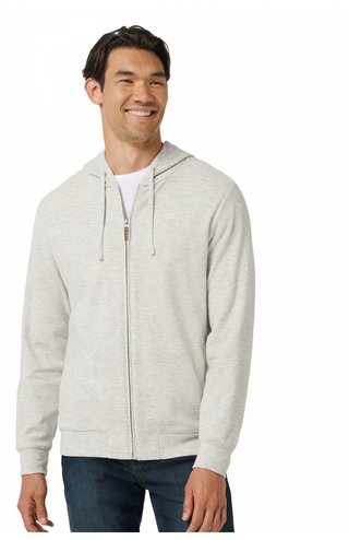 Travis Mathew Cloud Sweater Full Zip herr hoodie sweatshirt, heather grey