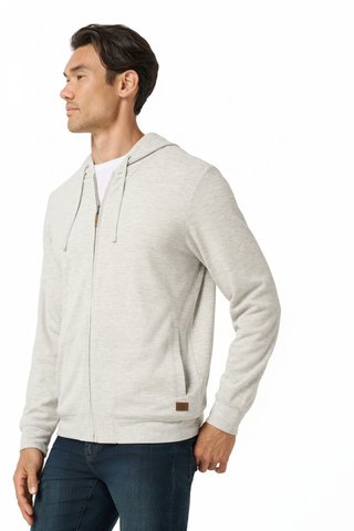 Travis Mathew Cloud Sweater Full Zip herr hoodie sweatshirt, heather grey