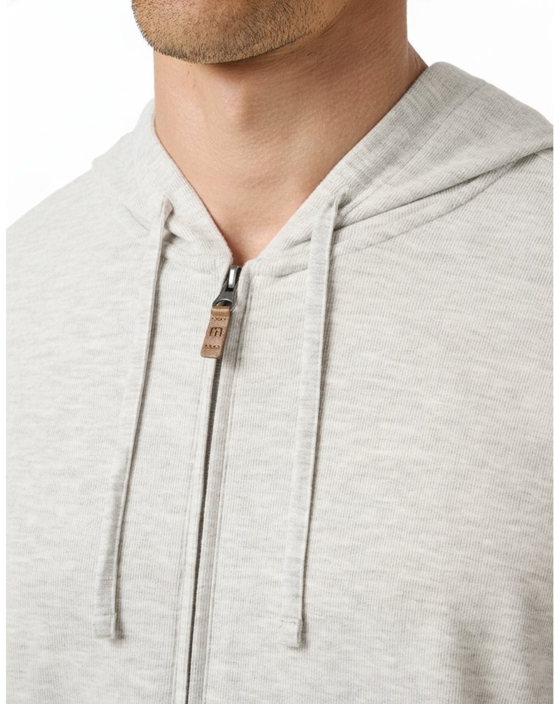Travis Mathew Cloud Sweater Full Zip herr hoodie sweatshirt, heather grey