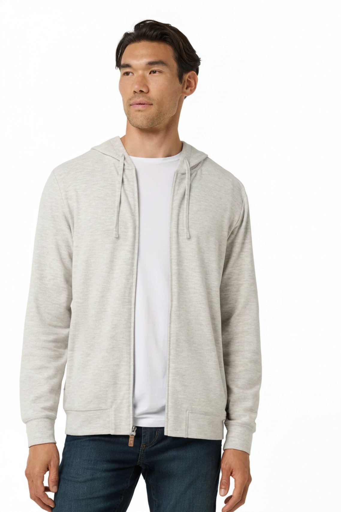 Travis Mathew Cloud Sweater Full Zip herr hoodie sweatshirt, heather grey
