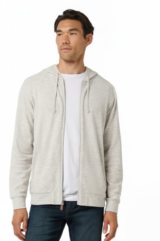 Travis Mathew Cloud Sweater Full Zip herr hoodie sweatshirt, heather grey