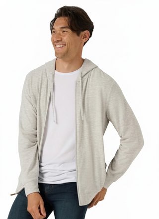 Travis Mathew Cloud Sweater Full Zip herr hoodie sweatshirt, heather grey