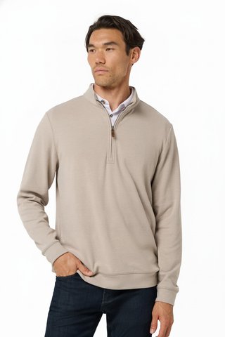 Travis Mathew Cloud herr tröja 1/4 zip, heather roasted cashew
