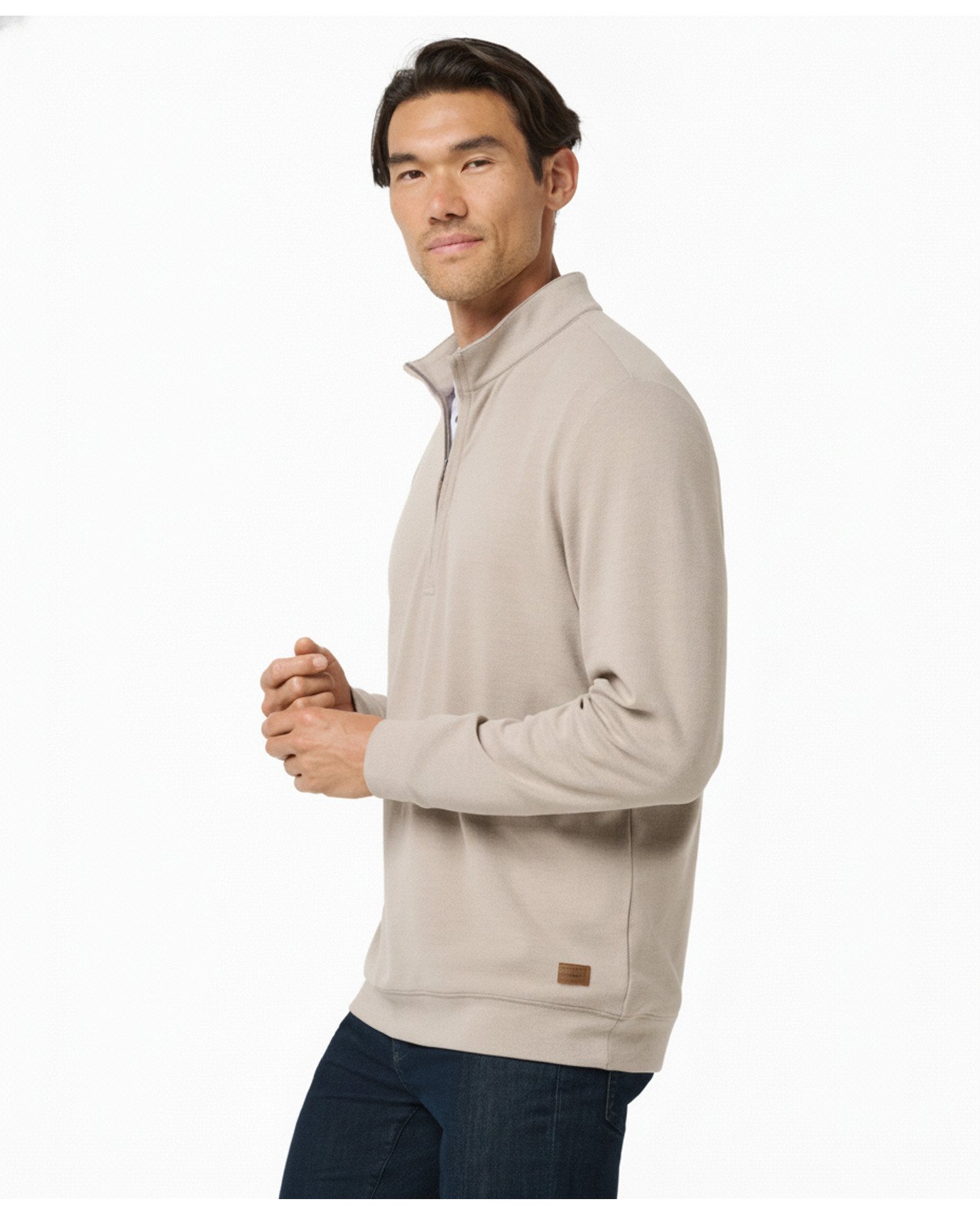 Travis Mathew Cloud herr tröja 1/4 zip, heather roasted cashew