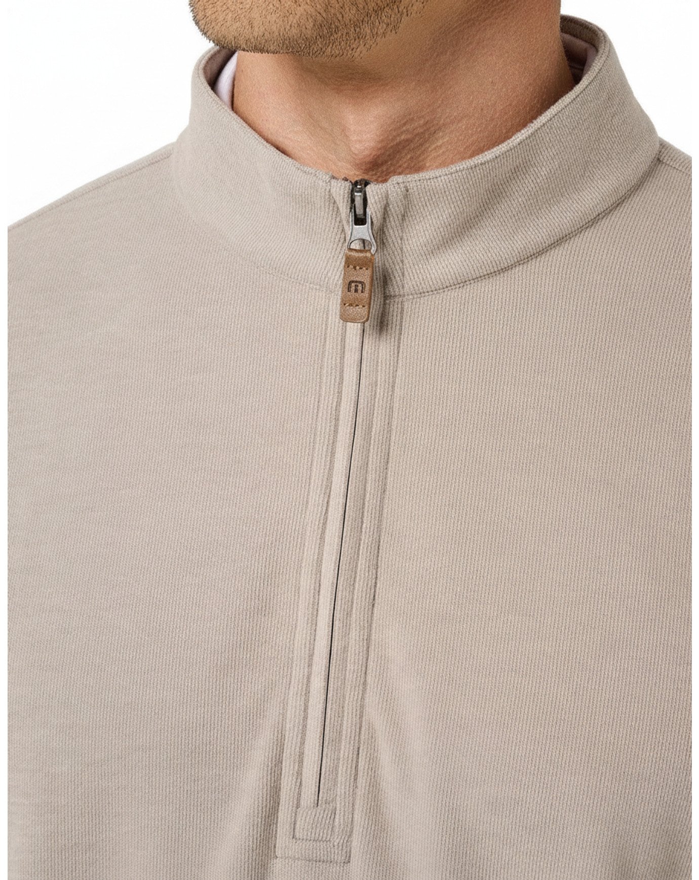 Travis Mathew Cloud herr tröja 1/4 zip, heather roasted cashew