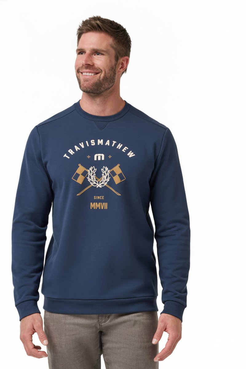 Travis Mathew TM Varsity Club Crew herr sweatshirt, total eclipse