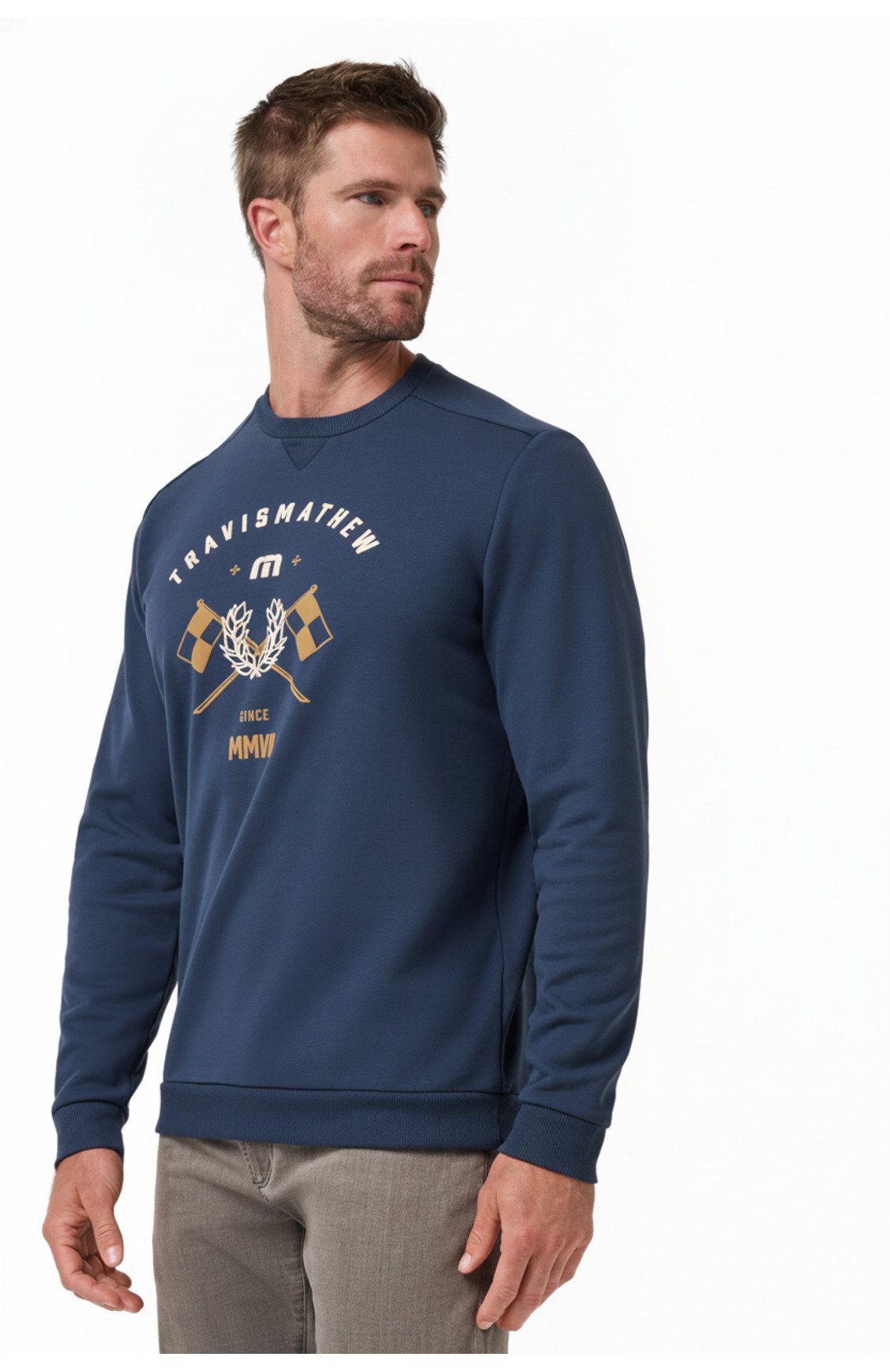 Travis Mathew TM Varsity Club Crew herr sweatshirt, total eclipse