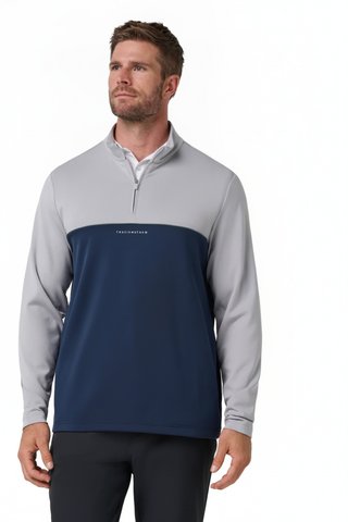 Travis Mathew Fibercloud Color Block Quarter Zip, ljusgrå