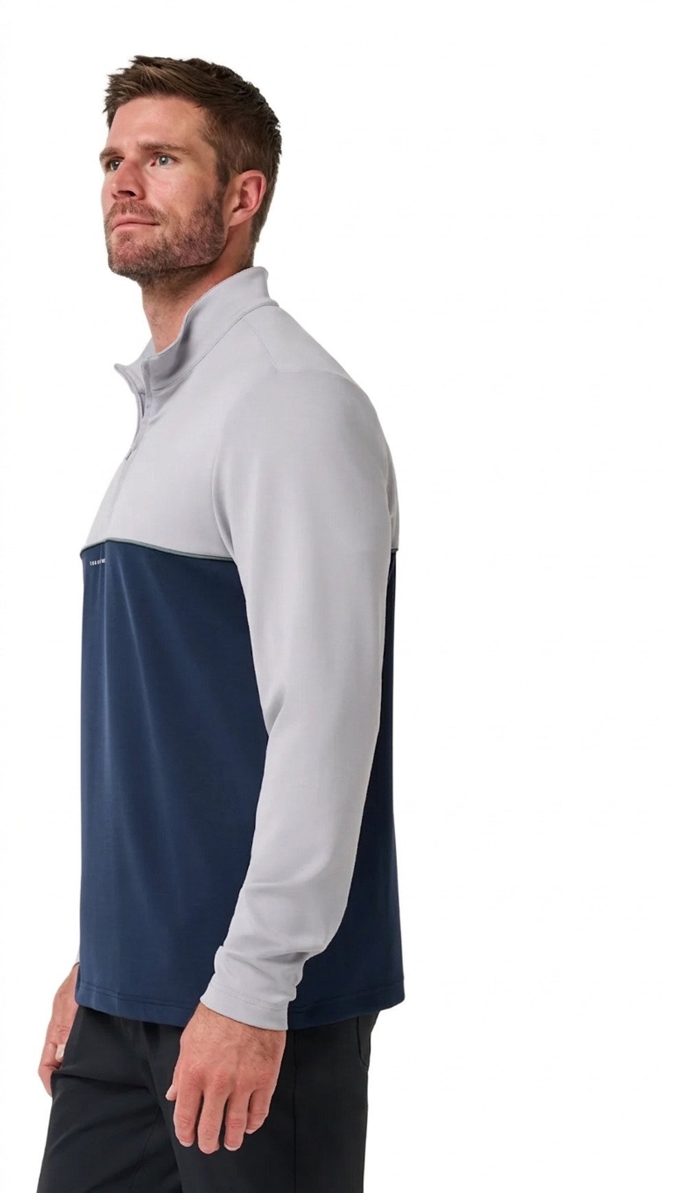 Travis Mathew Fibercloud Color Block Quarter Zip, ljusgrå