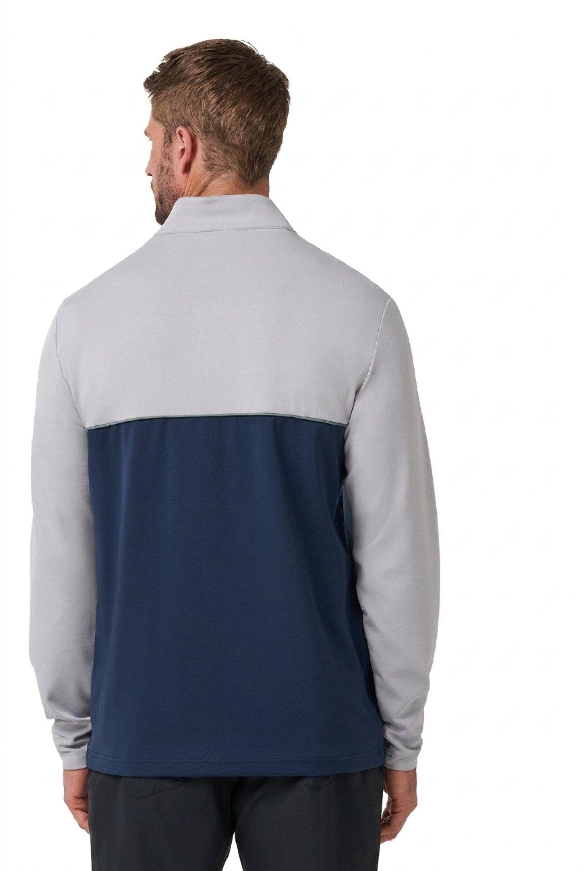 Travis Mathew Fibercloud Color Block Quarter Zip, ljusgrå