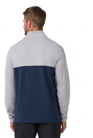 Travis Mathew Fibercloud Color Block Quarter Zip, ljusgrå