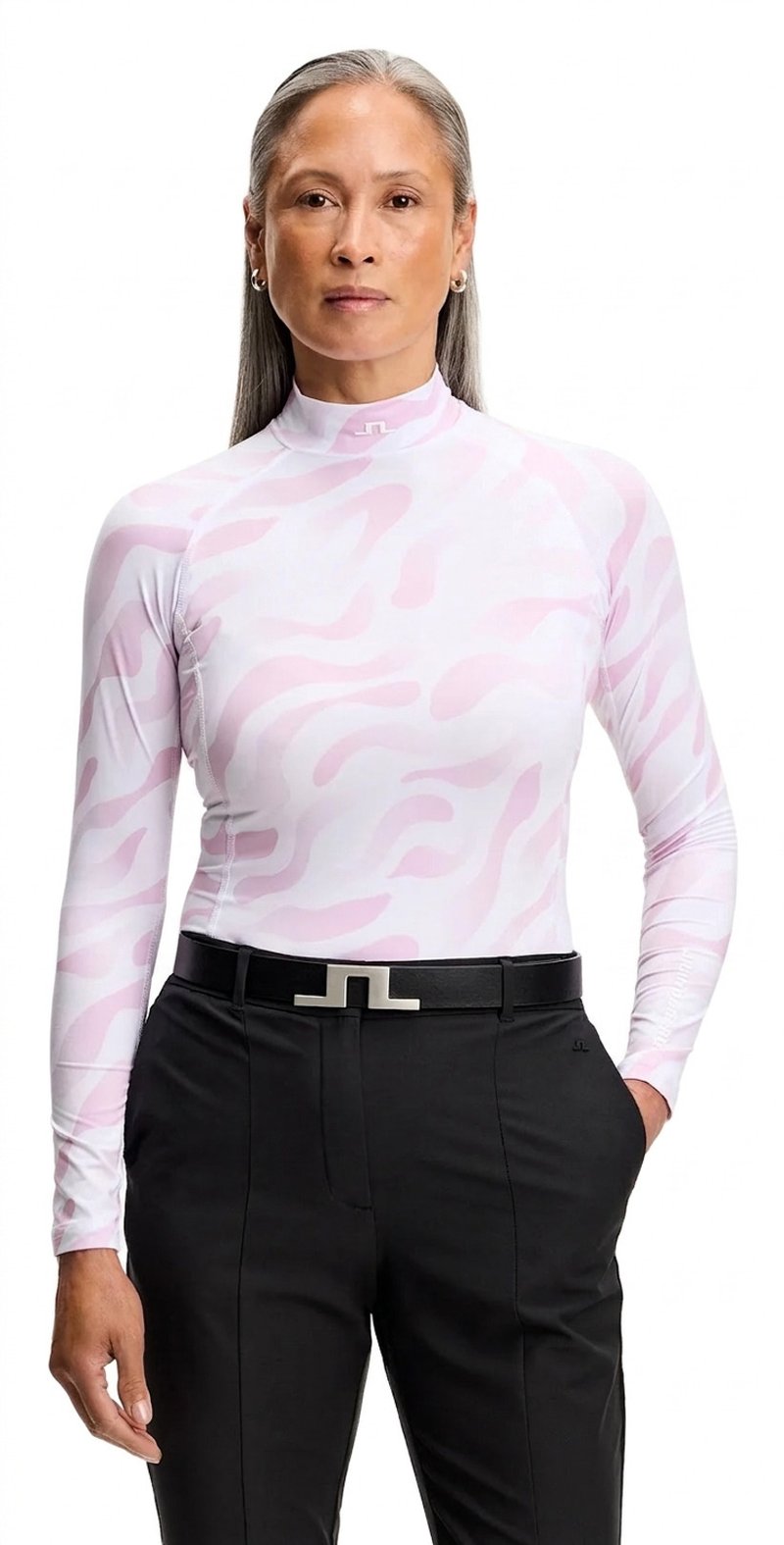 J.Lindeberg Ella Print Compression dam top, bunker fade white orchid