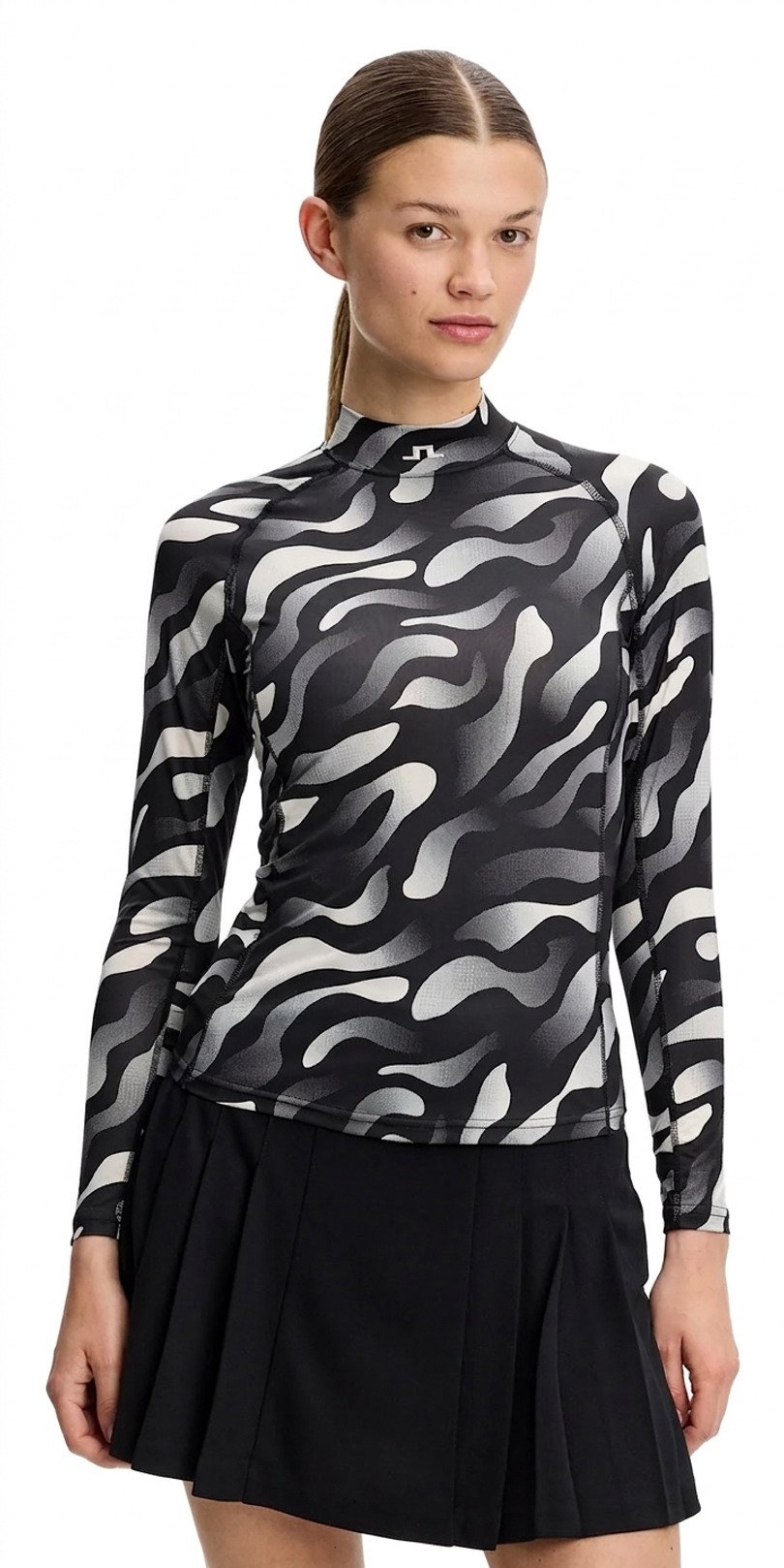 J.Lindeberg Ella Print Compression dam top, bunker fade black moonbeam