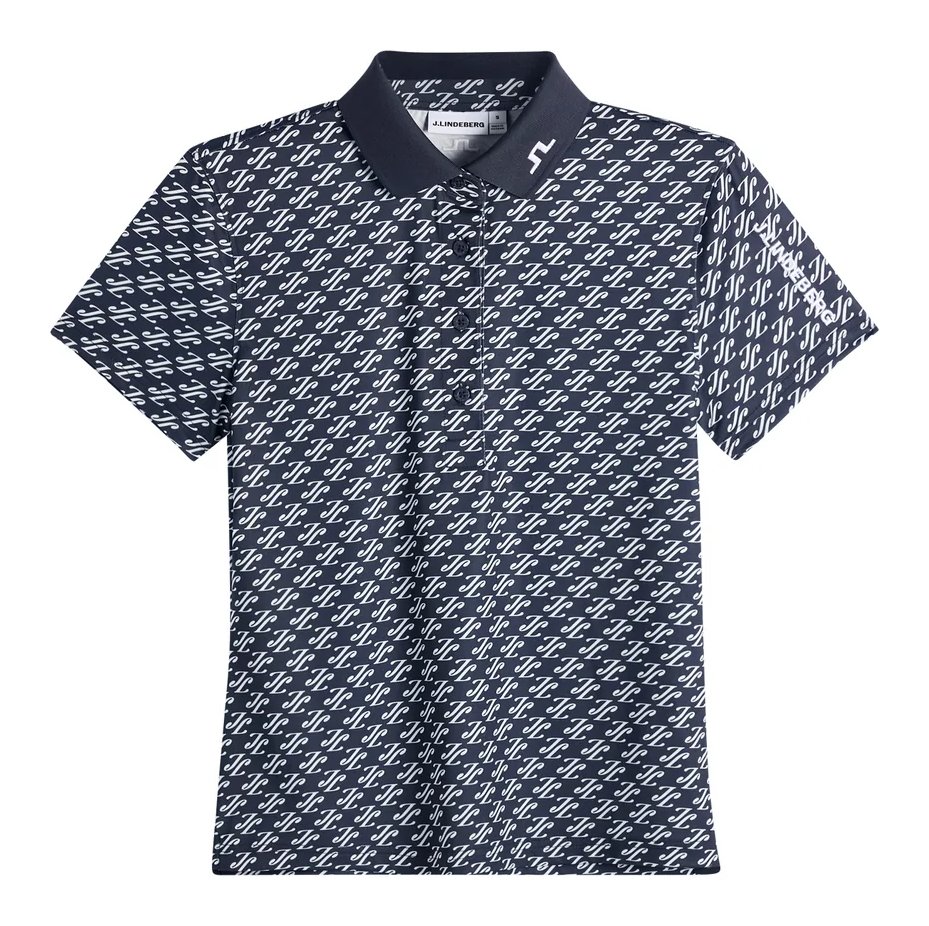 J.Lindeberg Tour Tech Print dam polo, cardi jacquard - JL Navy