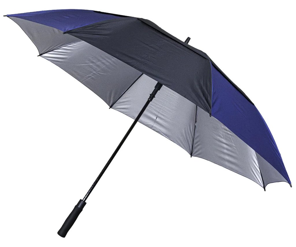 Longridge 62" Windproof UV paraply, svart/marinblå