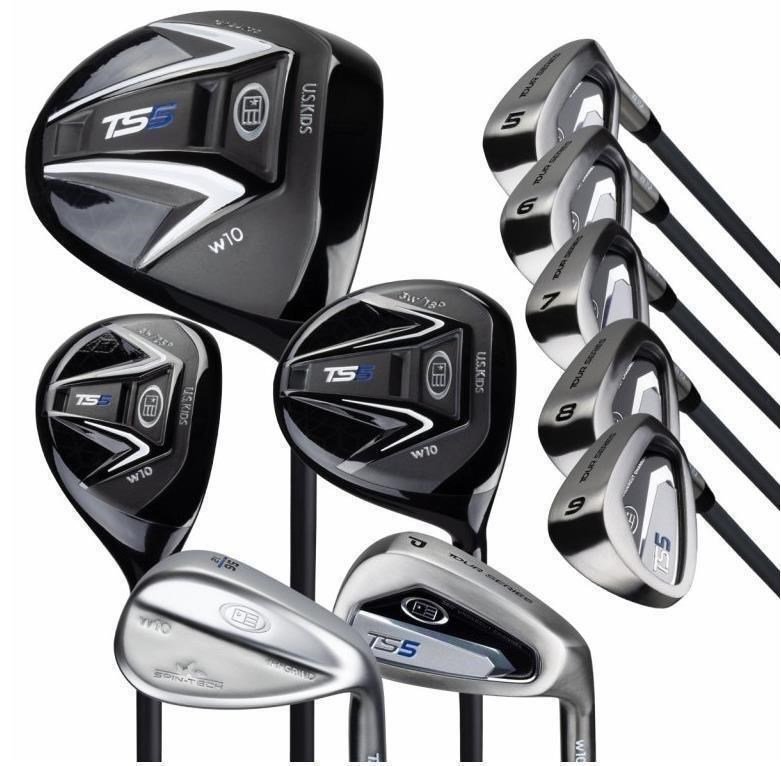 U.S. Kids Golf TS5-63 (160cm) V5 10-Club junior golfset, grafit + stand bag, svart/vit