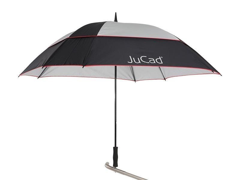 JuCad golfparaply vindtåligt 68" med pinne, svart/silver/röd