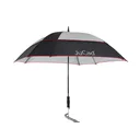 JuCad teleskopiskt golfparaply 68" fyrkantigt & vindtåligt med pinne, svart/silver/röd