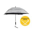 JuCad teleskopiskt golfparaply 68" fyrkantigt & vindtåligt med pinne, silver (med UV-skydd 99%/UPF 50+)