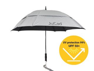 JuCad JuCad teleskopiskt golfparaply 68" fyrkantigt & vindtåligt med pinne, silver (med UV-skydd 99%/UPF 50+)