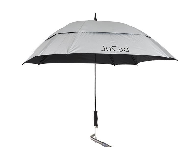 JuCad JuCad teleskopiskt golfparaply 68" fyrkantigt & vindtåligt med pinne, silver (med UV-skydd 99%/UPF 50+)