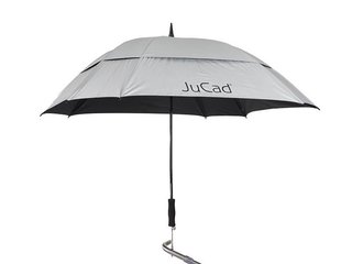 JuCad JuCad teleskopiskt golfparaply 68" fyrkantigt & vindtåligt med pinne, silver (med UV-skydd 99%/UPF 50+)