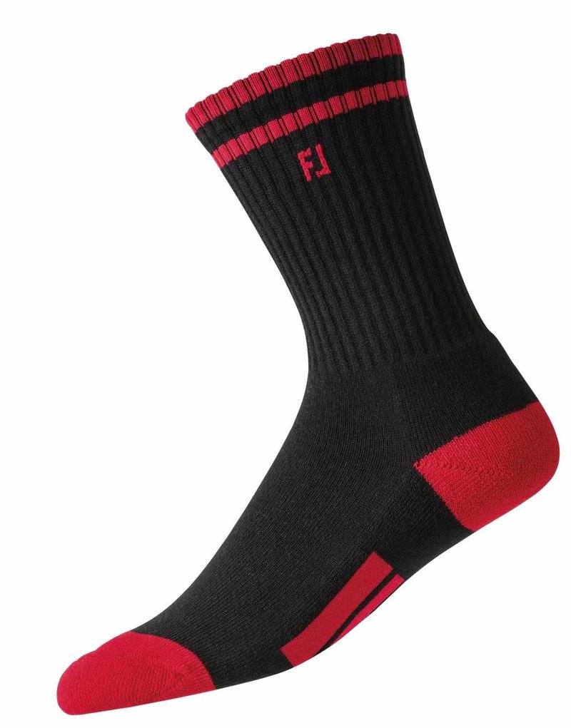 FootJoy ProDry Crew junior strumpor, svart/röd