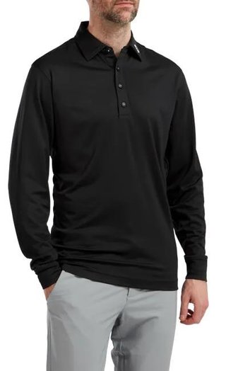 FootJoy Long Sleeve Thermocool Self Athletic Fit herr polo, svart