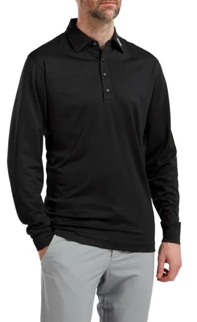 FootJoy Long Sleeve Thermocool Self Athletic Fit herr polo, svart