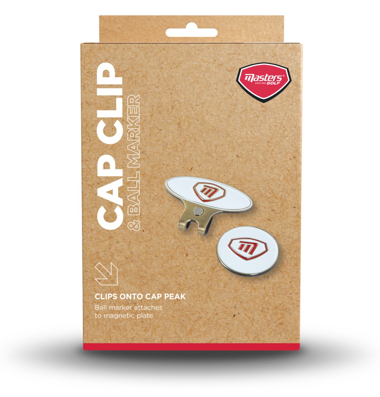 Masters Golf Cap Clip & Ball Marker bollmarkör, vit/röd
