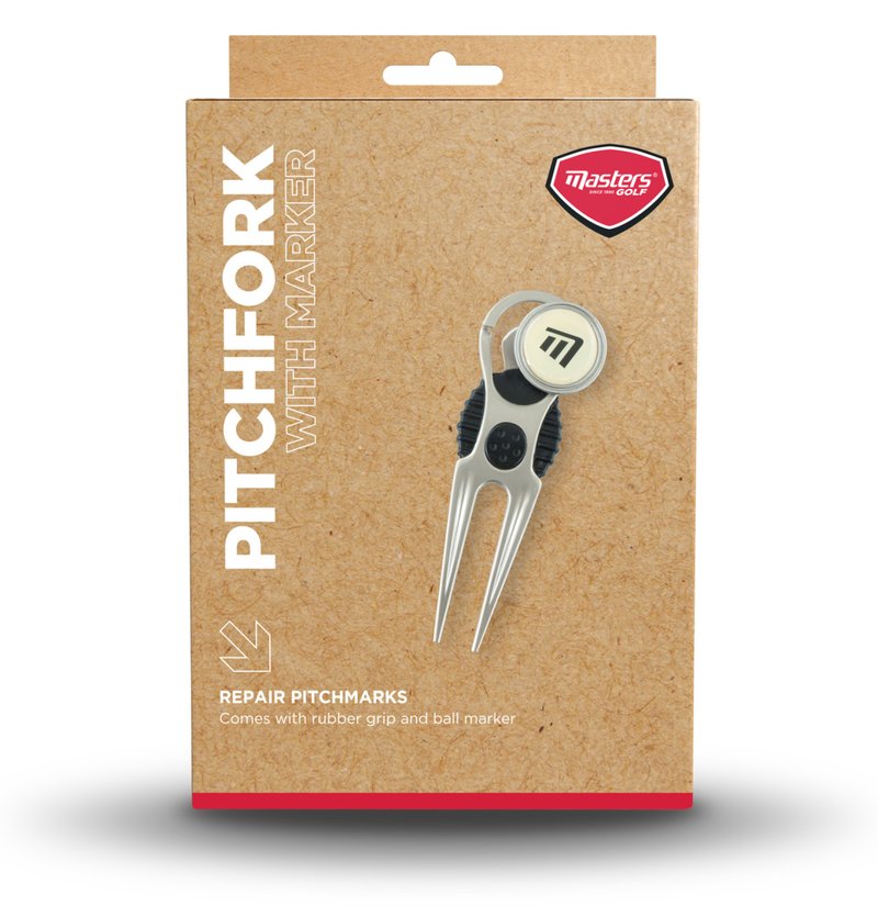 Masters Golf Deluxe Pitchfork With Marker divotverktyg, silver