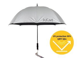 JuCad teleskopiskt golfparaply 68" automatisk med pinne, silver (UV-skydd 99%/UPF50+)