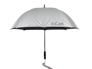 JuCad teleskopiskt golfparaply 68" automatisk med pinne, silver (UV-skydd 99%/UPF50+)