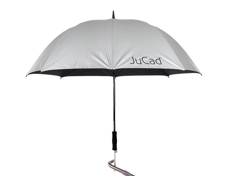 JuCad teleskopiskt golfparaply 68" automatisk med pinne, silver (UV-skydd 99%/UPF50+)