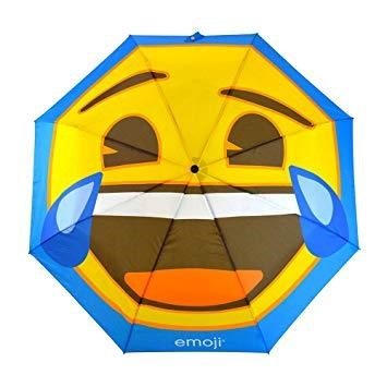 Emoji AutoFold Compact paraply, blå (ansikte #19 - skrattande)