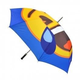 Emoji AutoFold Compact paraply, blå (ansikte #19 - skrattande)