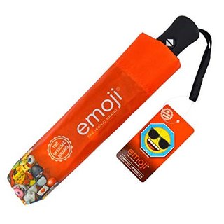 Emoji AutoFold Compact paraply, blå (ansikte #07 - solglasögon)