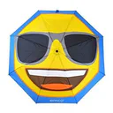 Emoji AutoFold Compact paraply, blå (ansikte #07 - solglasögon)